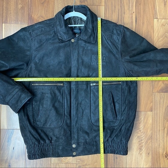 Burk's Bay NRA Life Member Leather Genuine Bomber Jacket Mens size L - Picture 10 of 13